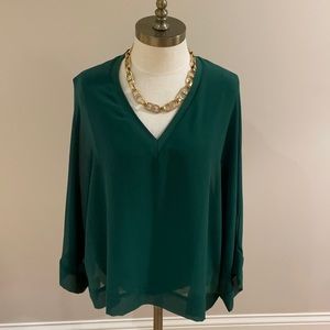 Zara Hunter green v-neck  blouse size M